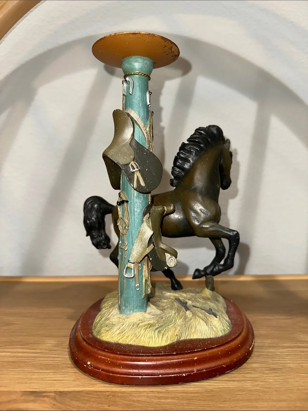 Vintage Noble Stallions Candlestick by Gianni Benvenuti Horse Western